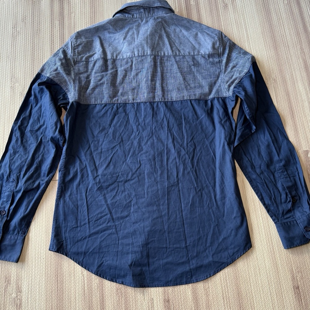 Men's Guess Two-Tone Blue Long Sleeve Button Up Shirt Casual Wear Size M - Picture 6 of 10